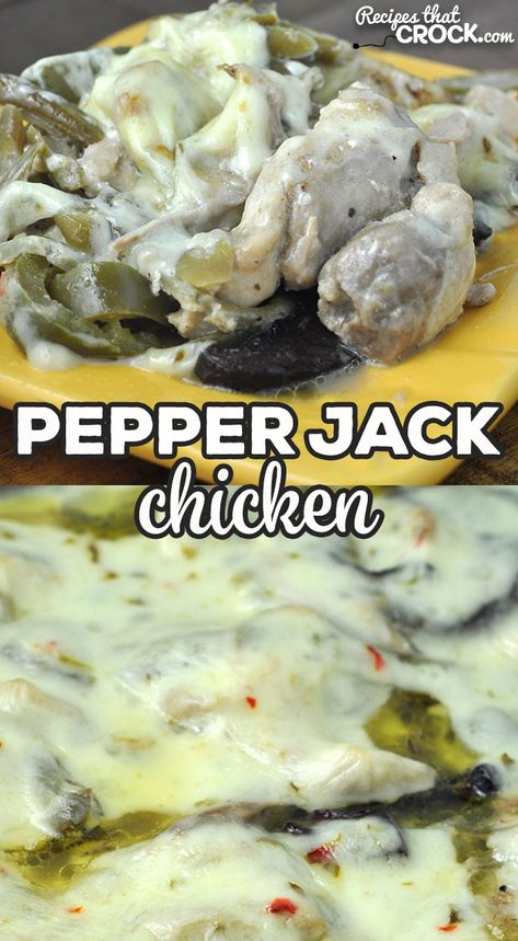 This Pepper Jack Chicken recipe for your oven is adapted from our reader favorite Crock Pot Pepper Jack Chicken. It is delicious and ready in just over an hour! via @recipescrock Chicken Oven Recipe, Chicken With Stuffing, Pepper Jack Chicken, Jack Chicken, Chicken Oven, Baked Peppers, Sausage Crockpot, Crock Pot Beef, Low Carb Crock Pot Recipes