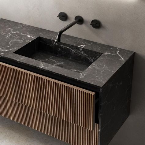 Black Counter Bathroom, Retreat Design, Italian Bathroom, Bathroom Cabinets Designs, Restroom Design, Bathroom Cabinet Organization, Bathroom Vanity Designs, Bathroom Shower Design, Bathroom Retreat