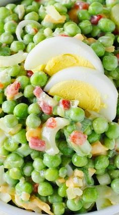 Pea Salad Recipe More Classic Pea Salad, Pea Salad Recipes, Pea Salad, Cold Salad, Pea Recipes, Veggie Salad, Cheat Meal, Salad Side Dishes, Hard Boiled