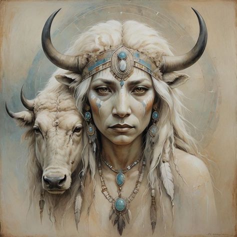 White buffalo woman - AI Generated Artwork - NightCafe Creator White Buffalo Woman, White Buffalo Calf Woman, Cave Girl, Native Pride, Art Generator, White Buffalo, Cool Artwork, Buffalo, The Creator