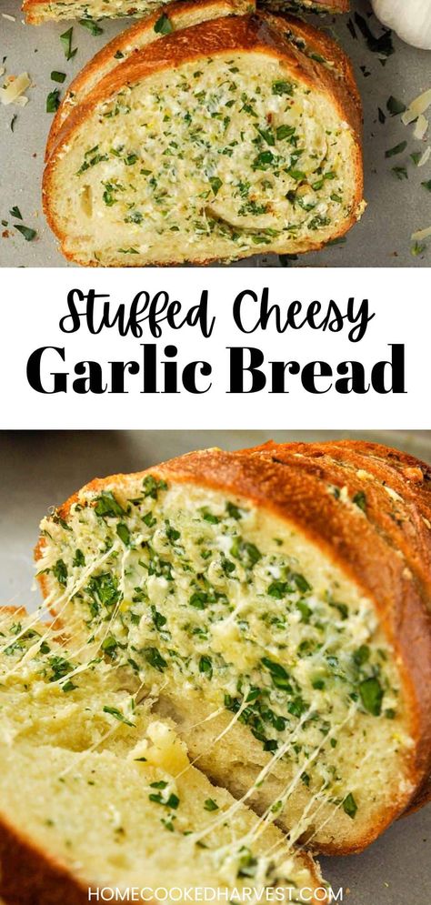 Make the ultimate side dish with this Stuffed Cheese Garlic Bread recipe. Loaded with gooey cheese, melty butter and of course tons of fresh fragrant garlic. Stuffed Garlic Bread Recipe, Cheese Garlic Bread Recipe, Cheese Garlic Bread, Bread Yeast, Cheesy Garlic Bread Recipe, Frozen Garlic Bread, Garlic Cheese Bread, Garlic Bread Recipe, Cheesy Garlic Bread