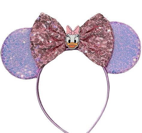 Daisy Duck Inspired Minnie Mouse Ears Headband / Daisy Duck - Etsy Disney World 2024, Disney Nail Designs, Disneyland Ears, Daisy Headband, Disney Theme Party, Minnie Mouse Ears Headband, Purple Sparkle, Mermaid Inspired, Mouse Ears Headband