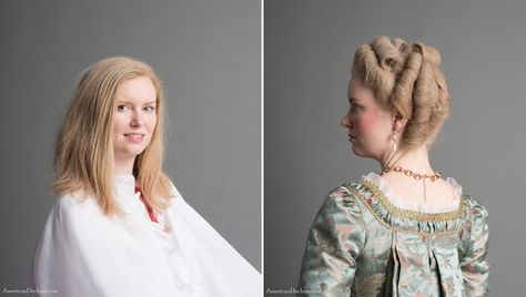 late 1760s hair 1740s Hairstyles, 1760s Hairstyles, 18th Century Hairstyles Woman, Regency Era Hair, 1700s Hairstyles, Hairstyle With Long Hair, Rococo Hairstyles, Period Hairstyles, 1700s Hair