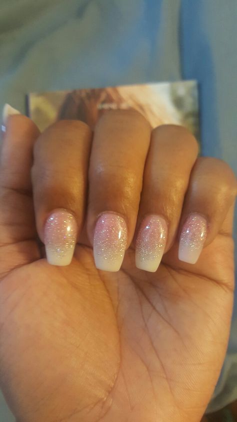 Coffin glitter Pink and White ombre #notpolish Pedicure Ideas White, Hallographic Nails, Pink And White Ombre, Pedicure Ideas, Ombre Nails Glitter, White Ombre, Sparkle Nails, Short Acrylic Nails Designs, Nail Designs Glitter