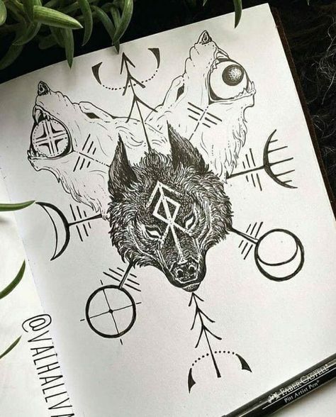 Fenrir Drawing Norse Mythology, Selfmade Tattoos For Men, Viking Throat Tattoo Men, Nordic Wolf Tattoo, Nordic Mythology Tattoo, Norse Wolf Tattoo, Fenrir Tattoo Design, Fenrir Tattoo, Norse Wolf