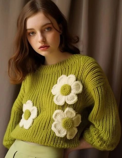 Unique Knitwear, Crochet Sweater Design, Girls Clothes Patterns, Knit Dress Pattern, Winter Green, Crochet Bedspread Pattern, Pullover Women, Crochet Collar, Freeform Crochet