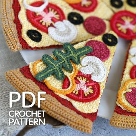 ВЯЗАНИЕ РУКОДЕЛИЕ on Instagram: "❗15% discount until February 13 New Crochet pattern🍕 (English/Russian) in my Etsy store. Link in bio @pelyushenko_craft 13-pages PDF, step-by-step instruction with photos of process and diagrams. You can crochet: •pizza slice • catchup • cheese • sausage • tomato • olives • pepper • mushrooms • onion • rocket leaf Happy crocheting😊" Crochet Pizza, Pizza Pattern, Amigurumi Food, Food Pattern, Crochet Ornaments, Crochet Food, Food Projects, Pizza Slice, February 13