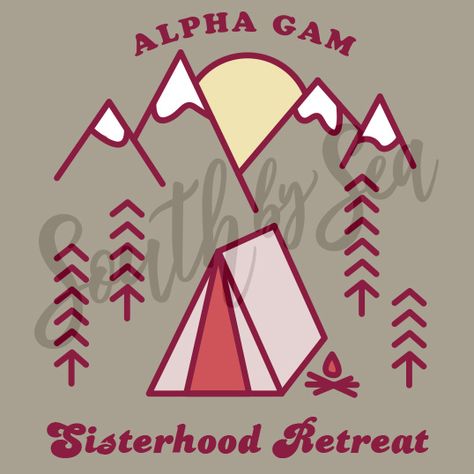 ✰ South by Sea @southbyseacollege ✰ Alpha Gamma Delta | AGD Alpha Gam | Sisterhood Retreat | Camping | South by Sea | Greek Tee Shirts | Custom Apparel Design | Custom Greek Apparel | Sorority Shirts | Sorority Graphics | Sorority Tanks | Sorority Shirt Designs Sorority Retreat Shirts, Sorority Retreat, Sisterhood Retreat, Greek Letter Shirts, Recruitment Themes, Sorority Recruitment Outfits, Custom Clothing Design, Alpha Gam, Sorority Shirt Designs