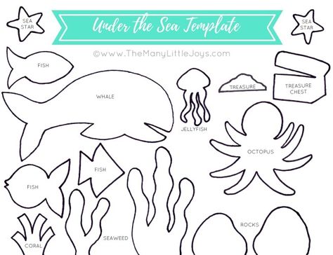 Travel felt board: "Under the Sea" play set (free printable templates) - The Many Little Joys Travel Felt Board, Under The Sea Play, Felt Board Templates, Diy Felt Board, Felt Board Patterns, Felt Templates, Flannel Board Stories, Quiet Book Templates, Free Printable Templates