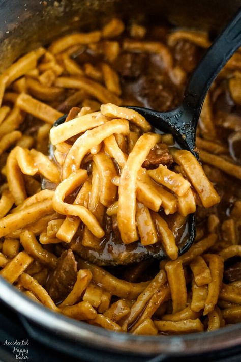 The Easiest Instant Pot Beef and Noodles Instapot Beef And Noodles Recipe, Instant Pot Beef And Noodles Easy, Beef And Noodles Instant Pot Stew Meat, Instapot Beef And Noodles Easy, Beef Tips And Noodles Instapot, Instapot Beef And Noodles, Instant Pot Egg Noodles, Beef And Noodles Instant Pot, Beef Noodle Soup Instant Pot