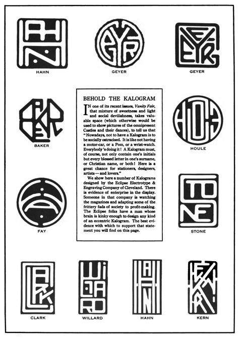 Print term of the day: Kalogram - like a monogram, but the entire name/word is included in the design Four Letter Monogram, Lp Monogram, Art Deco Monogram, Art Deco Typography, Logo Design Inspiration Creative, Monogram Logo Design, Seal Design, Vintage Typography, Monogram Design