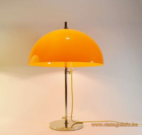 Vintage Mushroom Decor, Lamp Mushroom, Velvet Decor, Mid Century Modern Lamps, Orange Lamps, Orange Mushroom, Mushroom Table Lamp, Mushroom Table, Industrial Chandelier