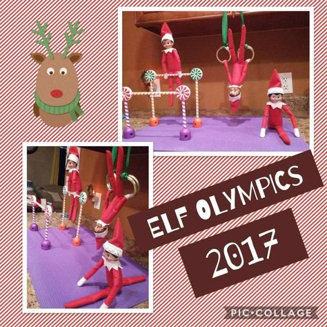 Elf Olympics 2017 Elf Olympics, Hammer And Chisel, Elf Ideas, On The Shelf, Elf On The Shelf, Gymnastics, Elf, Holiday Decor