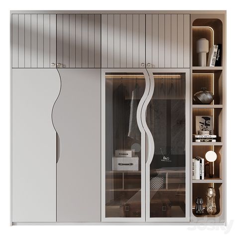 Cabinet GHS-2458 - Wardrobe & Display cabinets - 3D model Wardrobe Display, Wardrobe Designs, Wardrobe Design Bedroom, Display Cabinets, Architectural Sketch, Cupboard Design, Walk In Wardrobe, Interior Concept, Wardrobe Design