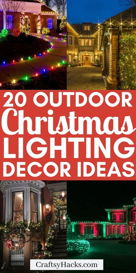 Want the perfect Christmas lights for your home? Transform your home and yard this holiday season with this wonderful list of Christmas lighting ideas. These are the best festive christmas light ideas for outdoors. Outdoor Christmas Lights House, Christmas Decor Lights Outdoor, Christmas Spotlights On House, Yard Christmas Lights Ideas, Christmas Lights To Line Driveway, Modern Christmas Lights Outdoor, Holiday Lights Ideas, Raised Ranch Christmas Decor Outside, Outdoor Colored Christmas Lights Ideas