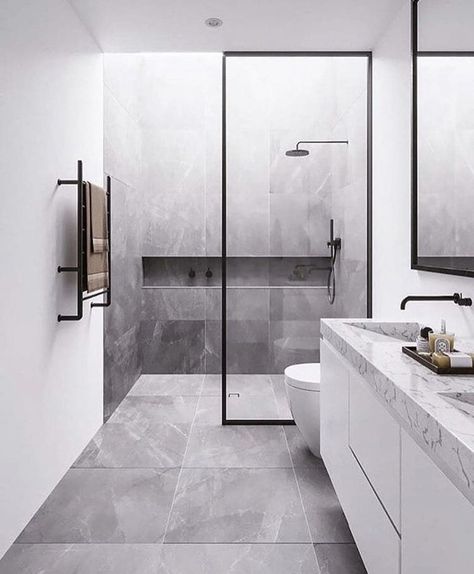 Drømme Bad, Minimalist Bathroom Design, Interior Design Minimalist, Bathroom Inspiration Modern, Grey Bathroom, Story Board, Bathroom Design Luxury, Bathroom Layout, Minimalist Bathroom