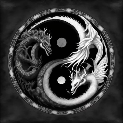 Dragon Profile, Ying Yang Wallpaper, Ying Et Yang, Dragon Yin Yang, Yin Yang Logo, Jing Y Jang, Ying Yang Art, Dark Royalty Aesthetic, Owl Tattoo Drawings