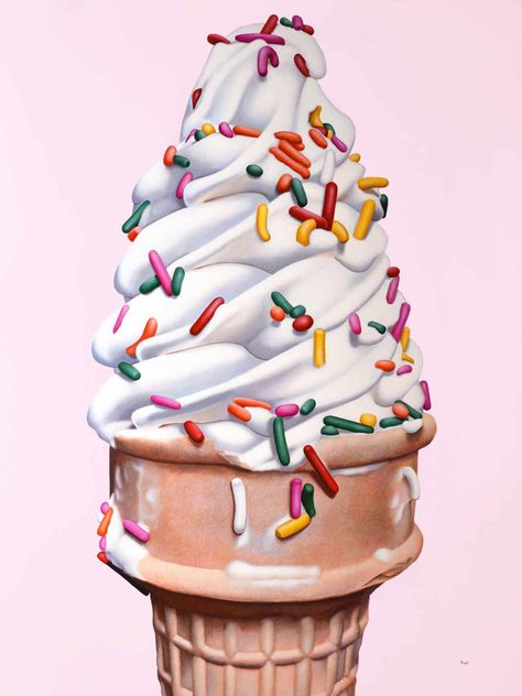 Vanilla Soft Serve, Sprinkles Art, Ice Cream Painting, Ice Cream Photography, Ice Cream Sprinkles, Ice Cream Van, Soft Serve, Marker Art, New Shows