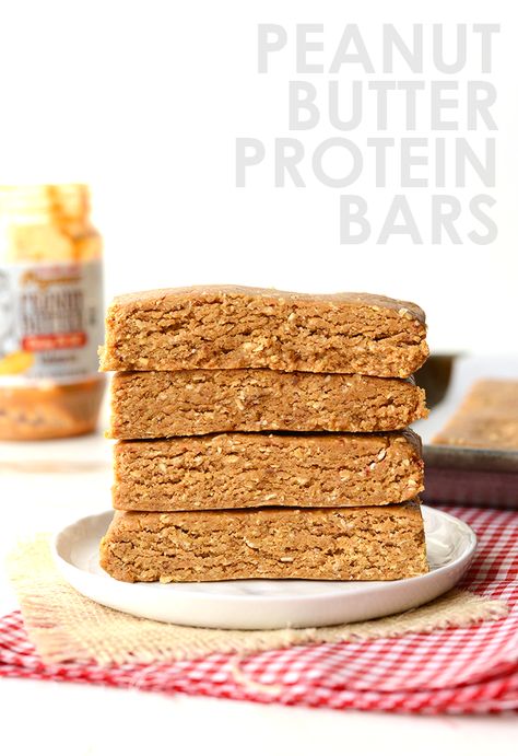 Peanut Butter Protein Bars | Fit Foodie Finds Banana Cookie Recipe, Peanut Butter Bars Recipe, Peanut Butter Protein Bars, Protein Bars Homemade, Protein Bar Recipes, Peanut Butter Oatmeal, Peanut Butter Protein, Peanut Butter Bars, Easy Peanut Butter