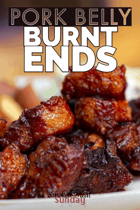 Pork Belly Burnt Ends - BBQ Candy - Smoked Meat Sunday Sweet Sour Pork, Smoked Pork Belly, Pork Belly Burnt Ends, Smoked Pork Loin, Tangy Bbq Sauce, Pork Belly Recipes, Burnt Ends, Thing To Make, Pellet Grill Recipes