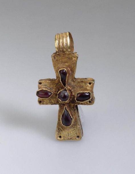 Cross, Period: Early Byzantine, circa: 5th-6th century, Materials: golad and garnet. Dimensions: ... State Hermitage Museum, Byzantine Cross, Byzantine Jewelry, Ancient Jewels, Ancient Jewellery, Hermitage Museum, Byzantine Empire, Historical Jewellery, Byzantine Art