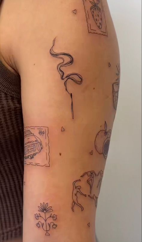 Patched Tattoo Sleeves, Small Niche Tattoos, Above The Knee Tattoos Women, Stick Tattoo, Inner Arm Tattoos, Artsy Tattoos, Simple Arm Tattoos, Ghost Tattoo, Geniale Tattoos