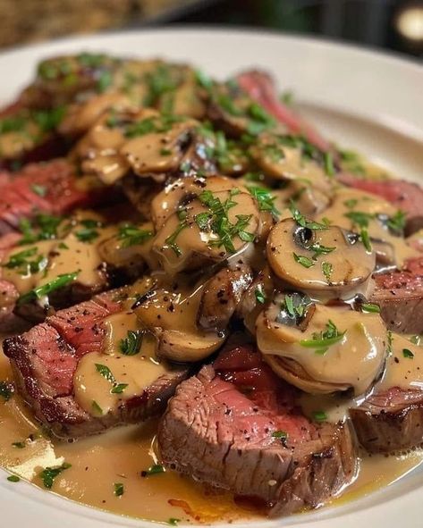 Gordon Ramsay Recipes 🍟🍔🥣🥞 | Elegant and Flavorful Classic Steak Diane | Facebook Beef Tenderloin Steaks, Steak Marsala, Steak Diane Recipe, Steak Diane, Marsala Recipe, Gordon Ramsay Recipe, Pan Seared Steak, Mushroom Cream Sauces, Tenderloin Steak