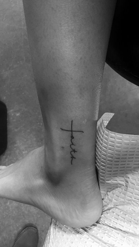 Cross Ankle Tattoo, Ankle Tattoo Cross, Tattoo Ankle, Knuckle Tattoos, Faith Tattoo, Tattoo Trend, Inspiration Tattoos, Faith Cross, In Cursive