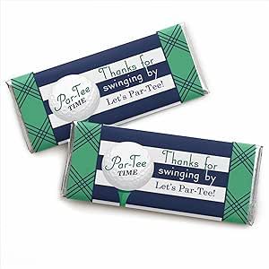 Big Dot of Happiness Par-Tee Time - Golf Birthday or Retirement Party Candy Bar Wrappers Favors Set 24