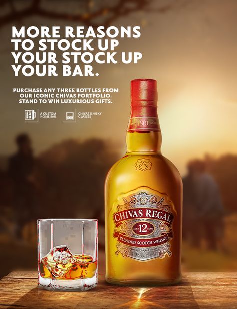 Chivas Regal poster Design Photoshop Liquor Creative Ads, Whisky Poster Design, Liquor Poster Design, Alcohol Poster Design, Vodka Branding, Alcohol Advertisement, Whiskey Ads, Wine Advertisement, Liquor Poster