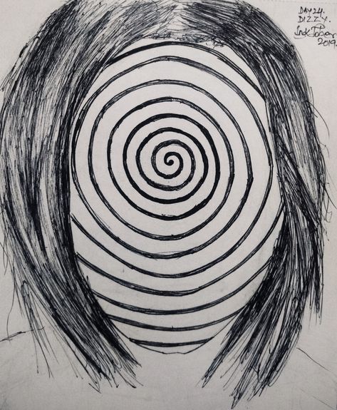 Dizzy Drawing, Dissacotiating Drawing, Drawing Of Feeling Drained, Drawings Of Disorder, Dream Sketch Inktober, Snail Tattoo, Mountain Sketch, Feeling Dizzy, Zentangle Inktober 2022