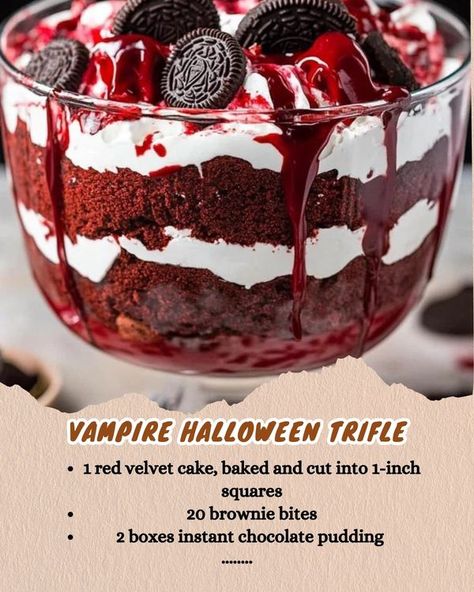 Vampire Food, Halloween Trifle, Edible Blood, Pudding Brownies, The Best Cake Recipes, Cake Pudding, Vampire Halloween, Trifle Recipe, Best Cake