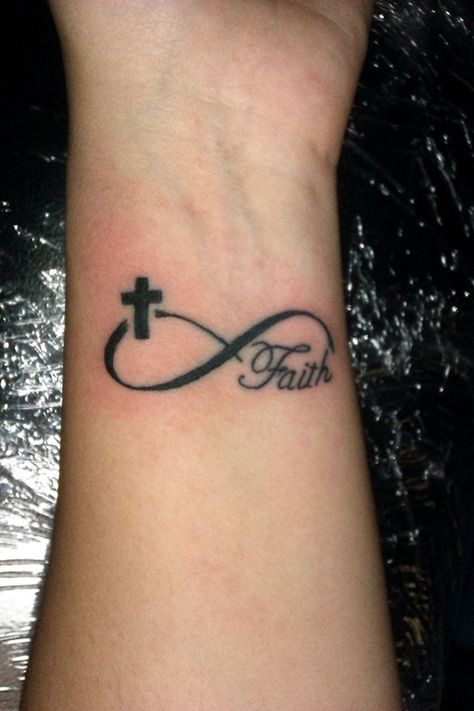 Faith Tattoo Wrist, Faith Infinity Tattoo, Cross Infinity Tattoo, Faith And Family Tattoo, Cross Tattoo On Wrist For Women, Infinity Faith Tattoo, Infinity Wrist Tattoos For Women, Cross Infinity Tattoos For Women, Infinity Cross Tattoo