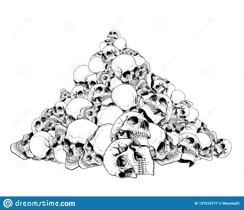 Slide of human skulls stock illustration. Illustration of anatomy - 137010717 Pile Of Skulls Drawing, Pile Of Skulls Tattoo, Skulls Illustration, Pile Of Skulls, Skulls Tattoo, Skulls Drawing, Skull Illustration, Skull Tattoo Design, Sketches Simple