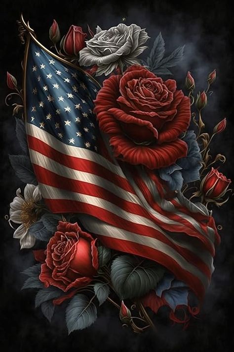 Amazon.com: 5D Diamond Painting Kits for Adults DIY Red Rose, American Flag Full Round Drill Crystal Rhinestone Embroidery Pictures Arts Paint by Number Kits Diamond Painting Kits for Home Wall Decor12x16in Happy July 4th Images, American Flag Pictures, America Flag Wallpaper, Patriotic Images, American Flag Art, Patriotic Pictures, American Flag Wallpaper, Patriotic Art, Rose Flower Pictures