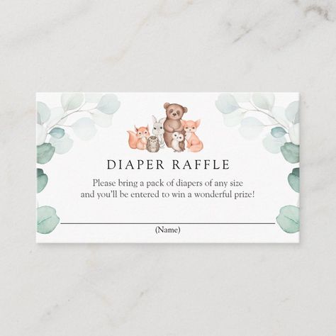 Woodland Animals Diaper Raffle Enclosure Card Shower 2023, Animal Baby Shower Invitations, Woodland Baby Shower Invitations, Animal Baby Shower, Safari Baby Shower, Baby Shower Invites, Woodland Theme, Diaper Raffle, Baby Shower Woodland