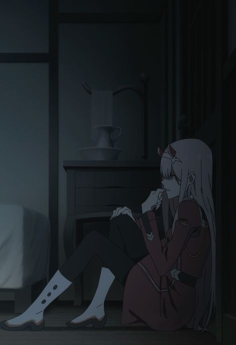 Hello darkness, my old friend....  || I'm watching Darling in the Franxx because of how cute Zero Two is. Zero Two, Darling In The Franxx, Cute Anime Wallpaper, 영감을 주는 캐릭터, Dark Anime, Cute Anime Pics, Anime Background, Anime Scenery, 그림 그리기