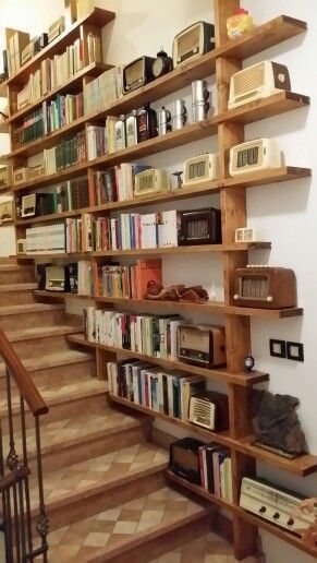 Library In Stairwell, Books In Stairwell, Book Case Stairs, Bookshelves In Stairwell, Bookcase In Stairwell, Shelves In Stairwell, Stairwell Bookcase, Stairwell Library, تحت الدرج