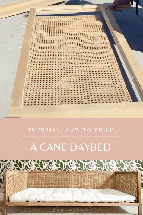 Boho Daybed, Cb2 Bed, Cane Daybed, Daybed Diy, Diy Daybed, Twin Daybed, Rattan Cane, Diy Headboards, Diy Ikea