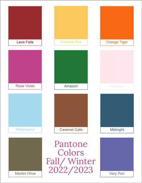 Pantone 2023 Fall Color Trends, Trendy Colours 2023, Autumn 2023 Trends, 2023 Color Of The Year Fashion, Winter 2023 Color Trend, Trend Color Palette Autumn-winter 2023/24, Fall 2023 Colors, Winter 2023 Colors, Fall 2023 Style