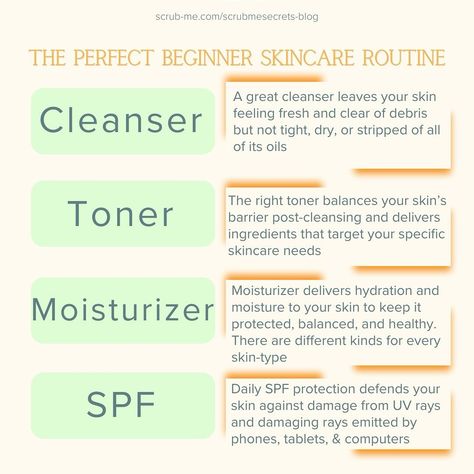 My newest scrub me secrets blog post is a guide for the perfect beginner skincare routine ✨ This blog post is great for those looking for guidance on starting a skincare routine or if you’re feeling confused about your current routine. 🔸Click the link in my bio to read • • • #SkincareForBeginners #HealthySkinJourney #GlowUpRoutine #CleanBeautyTips #DailySkincareRoutine #SPFIsEssential #TonerAndMoisturize #Skincare101 #FacialCleanserGuide #BeginnerSkincareRoutine Beginner Skincare, Beginner Skin Care Routine, Spa Specials, Skincare 101, Skin Toner, Daily Skin Care Routine, Skin Cleanser Products, Blog Content, Esthetician