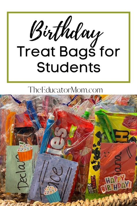 My goal for this year is to make my students feel special and loved. With low student and teacher morale, I decided I want to improve the culture of my classroom for my students. One way I am doing this is by creating birthday bags for my students. Birthday Bags for Students Treat Bags For Students, Bags For Students, Students Birthday, Teacher Morale, Birthday Bags, Birthday Treat Bags, Morale Boosters, Student Birthdays, Birthday Treat