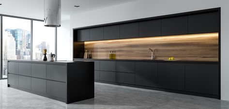 TEL Kitchens - Kitchen Design & Fitting Specialists In London Modern Black Kitchen, Black Modern Kitchen, Bespoke Kitchen Design, German Kitchen, Black Kitchen Cabinets, Kitchen Design Trends, Contemporary Kitchen Design, Luxury Kitchen Design, Kitchen Room Design