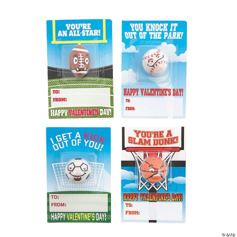 Sport Characters with Valentine's Day Card - 12 Pc. | Oriental Trading February Classroom, Valentine's Day Celebration, Student Rewards, Valentines School, Classroom Valentine, Valentines Day Gifts For Him, Valentine Fun, Valentines Day Party, Valentines Day Decorations