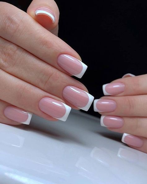 Bad Nails, Press On Nails Short, French Manicure Nails, Short Square Nails, French Tip Acrylic Nails, Nail Tip, French Acrylic Nails, Short Square Acrylic Nails, French Nail