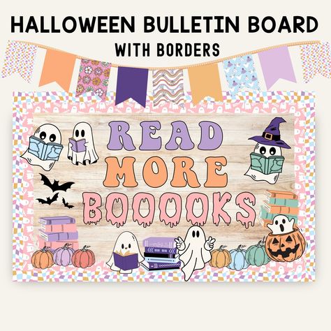 Retro Fall Bulletin Board, Retro Bulletin Board, Fall Posters, Hallway Bulletin Boards, October Bulletin Boards, Elementary Bulletin Boards, Groovy Ghost, Halloween Bulletin Boards, Retro Pumpkin