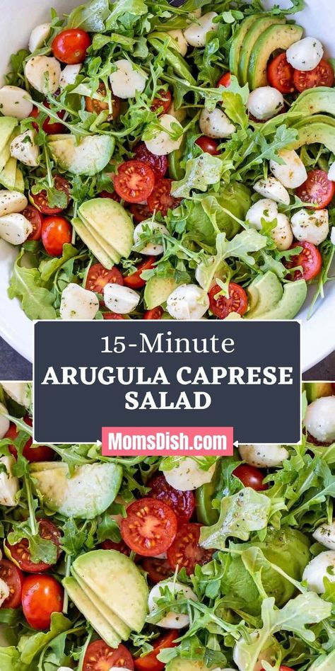 Fancy Salads, Arugula Recipes, Arugula Salad Recipes, Caprese Salad Recipe, Best Salad Recipes, Salad Recipes For Dinner, Juicy Tomatoes, Balsamic Glaze, Salad Side Dishes