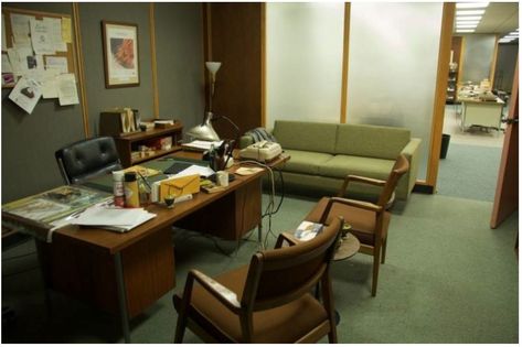 60s Office, Mid Century Office, Office Couch, Retro Office, Conceiving, Century Decor, Production Design, Retro Interior, Time Life