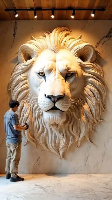 Sculpture Relief Art, Ceramic Lion Sculpture, Low Relief Sculpture, Tiger Sculpture, 3d Wall Art Sculpture, 3d Relief Art, Wood Carving Art Sculpture, Styrofoam Art, Sculpture Art Projects