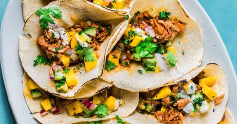 Vegan Jamaican Jerk Jackfruit Tacos (Instant Pot Recipe) - Best of Vegan Jerk Jackfruit, Tacos Instant Pot, Vegan Jamaican, Jackfruit Tacos, Canned Jackfruit, Jamaican Jerk Seasoning, Mango Avocado Salsa, Jamaican Jerk, Jerk Seasoning